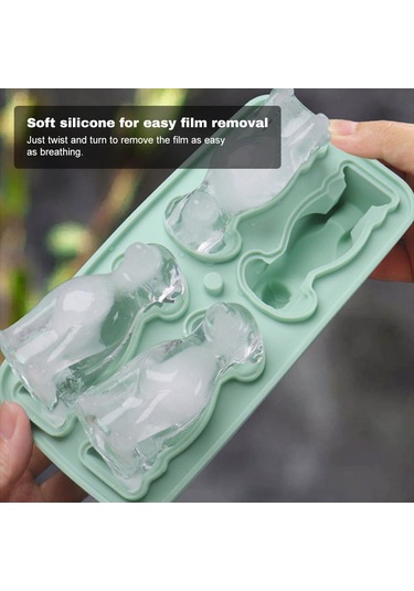 Dianziye Mavi Silikon Buz Kalıbı - 4 Adet 3d Labrador Şekilli Buz Küpü - Kokteyl, Kahve İçin Dıy Buz Moldi Çok Renkli