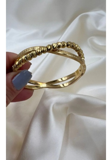 Bb Çelik Tek Sıra Dorkika Kelepçe Bilezik Altın