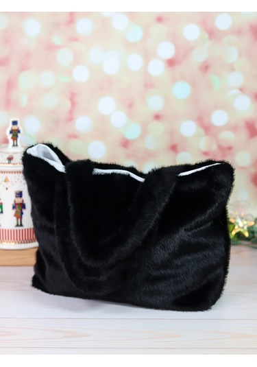 Tigada Nakışlı Peluş Tüylü Çanta 275003354 Siyah