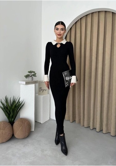 Plauen Triko Elbise Siyah