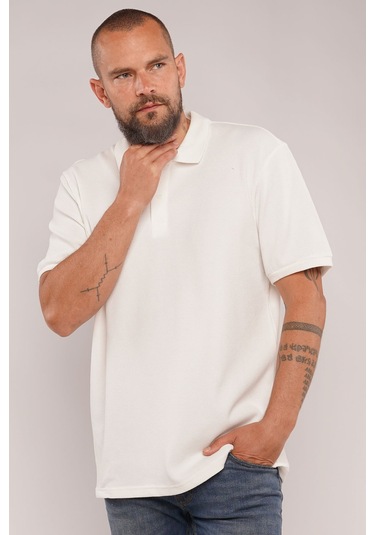 Gabria Polo Yaka Erkek T-shirt Ekru