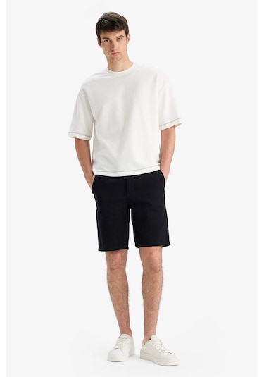 Defacto %100 Pamuk Regular Fit Bermuda Şort E1231ax25smbk81 Siyah
