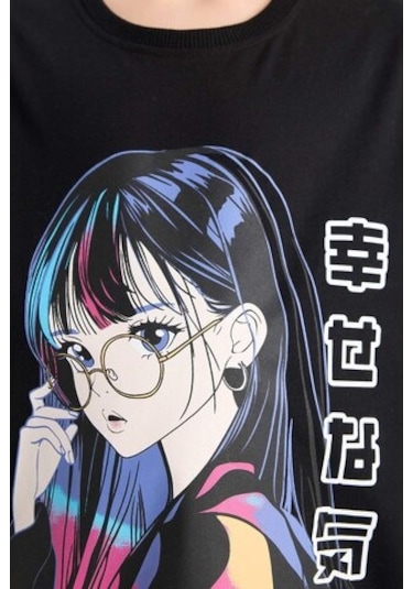 DeFacto Kız Çocuk Relax Fit Bisiklet Yaka Baskılı Kısa Kollu Tişört E0389A825SMBK81