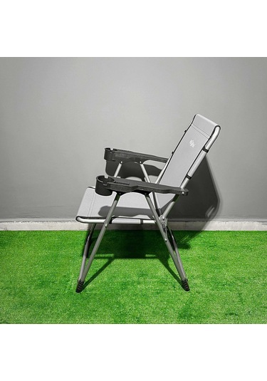Argeus Rock Katlanabilir Kamp Sandalyesi Bardaklı - Kül Gri A-14 Çok Renkli