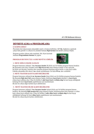 Electrosec Ac-35r Rfid Bağımsız Kart Okuyucu