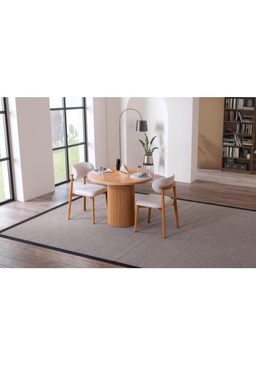 Luxor İskandinav Natural Ahşap Masa Sandalye Takımı 100x100 Natural