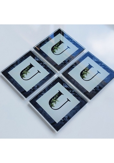 Decorita Cam Bardak Altlığı U Harfli Tasarım 4'lü Takım 10 x 10 CM Çok Renkli