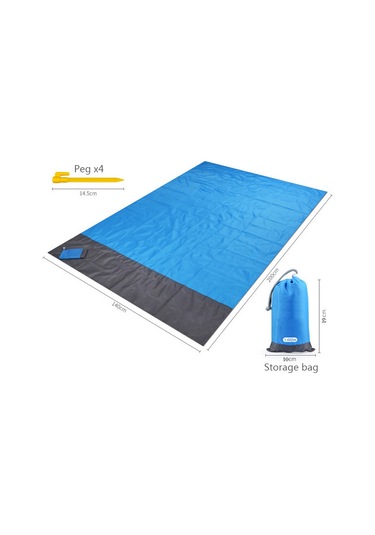 Qingmipy Mürekkebi Tpu Kaplı Poliester Çadır Matı, 1.4x2m Mavi, 4 Tırnaklı Su Geçirmez Piknik Ve Plaj Battaniyesi, Taşınabilir Çanta İle Mavi