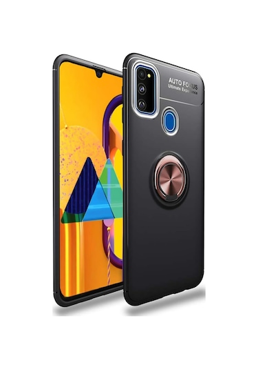 Samsung Galaxy Uyumlu M31 Kılıf Yüzüklü Tam Korumalı Silikon Kapak