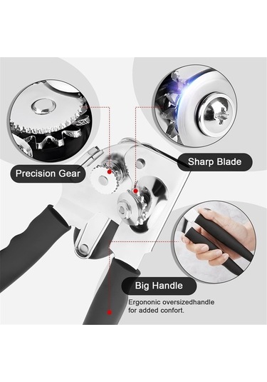 Ulzyvf Siyah Şişe & Konserve Açacak Çok Amaçlı El Açacağı Siyah