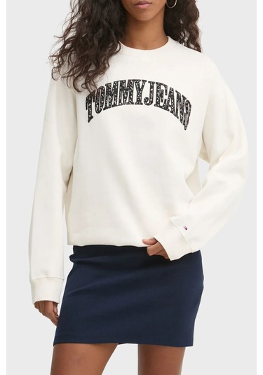 Tommy Jeans Bayan Sweat Dw0dw20172 Ybh Beyaz Beyaz