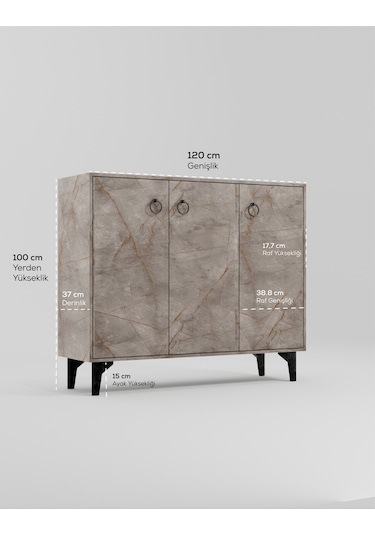 Dekorfim DF08102GD MDF Ayakkabılık Antre Hol Çok Amaçlı Dolap Ayakkabı Dolabı