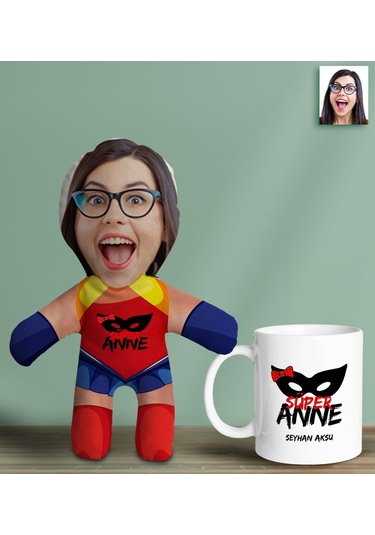 Bk Gift Kişiye Özel Fotoğraflı Süper Anne Bebek Yastık Ve Kupa Bardak Hediye Seti-6, Anneye Hediye, Anneler Günü Hediyeleri Kobitmeyencom30624 Bk Gift