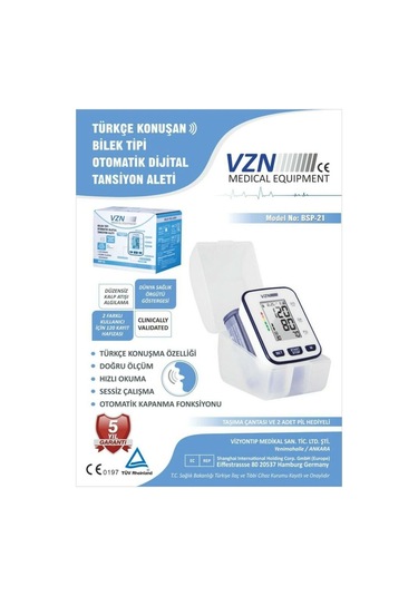 Vzn Bilekten Ölçen Tansiyon Aleti 5 Yıl Garanti