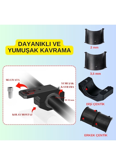 Motosiklet Gidon Koruma Demiri Sis Farı 2 Adet Montaj Ayağı Braket Alüminyum 18-32mm Ayarlanabilir