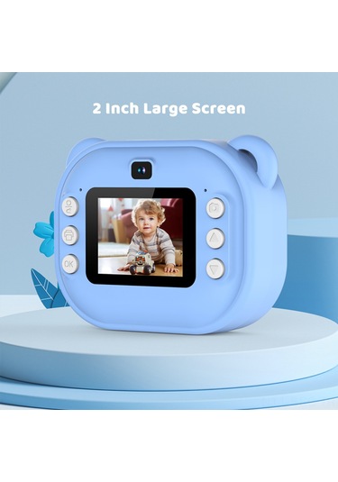 Springsun Çocuklar İçin Mavi Anlık Yazıcı Kamera - 1080p Video, Ön-arka Kameralar, 2" Hd Ekran, Dahili Li-poly Pil