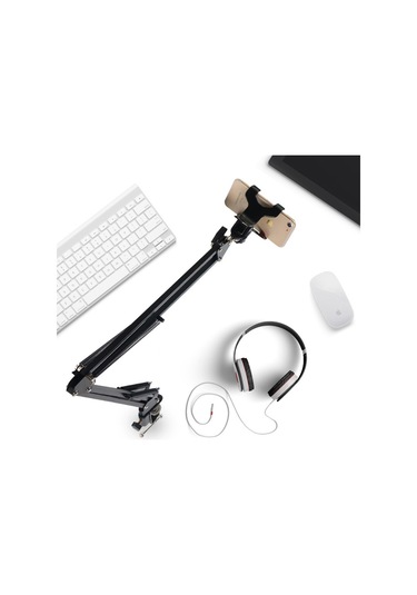 Techtic Telefon Tablet Masa Telefon Tutucu Kıskaçlı Uzun Kol