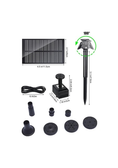 Pazly Suntek Güneş Enerjili Su Pompası Kiti Dıy Bahçe Çeşmesi 1,5w Wb