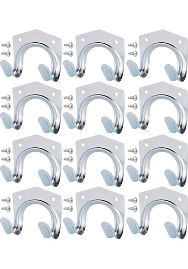 12 Adet Kulübe Kancası Alet Tutucu, Garaj Kancası Metal Alet Tutucu, Çift Kanca Duvar Depolama, Bahçe Garaj Depo Aleti İçin Ağır Hizmet Kancası Çok Renkli