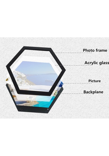 Hfambition Ahşap Altıgen Duvar Fotoğraf Çerçevesi Seti - 2'li, Ev Ve Ofis Dekoru İçin Şık Tasarım