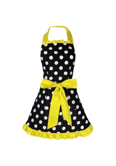 Dinosaurs Ayarlanabilir Önlük Ev Mutfak Yemek Pamuk Önlükleri Bowknot Sarı Altın