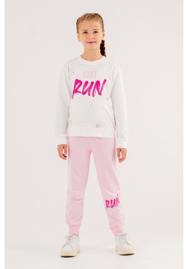 Run Baskılı 2 Ip Mevsimlik Kız-erkek Takım - Coppa -ekru-pembe - 8 Yaş Çok Renkli