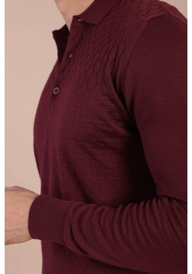 Ferraro Polo Yaka Superfine Yün Kazak - Bordo Bordo