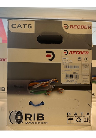 Reçber Cat 6 Halogen Free U/utp Sl400 23 Awg 305 Metre Mavi