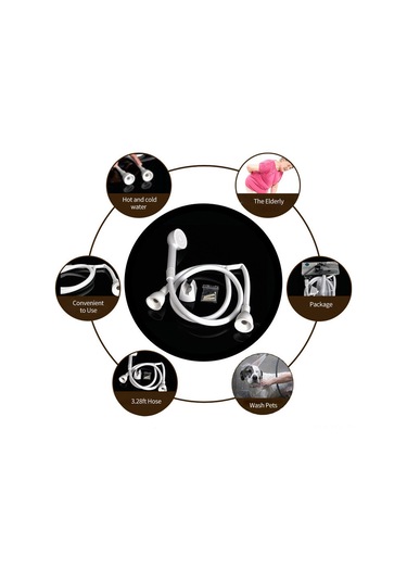 Konesam Beyaz El Tipi Duş Başlığı Seti - 1m Hortum + Tutucu, Evcil Hayvan Yıkama, Saç Yıkama, Çocuk Yıkama İçin Uygun, Kolay Kurulum, Dayanıklı Malzeme Diğer