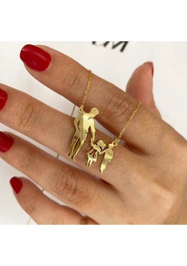 Simurg Jewellery Gümüş Baba Kız Erkek Çocuk Kolye