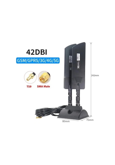 Sones 42dbi 5g Yönlendirici Harici Anten Dış Mekan Uzun Menzilli Wifi Sinyal Kapsama Alanı Güçlendirici, Özellikler: Sma Erkek Siyah