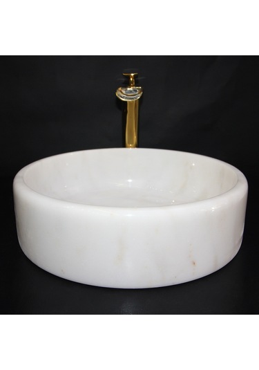 Afyon Kristal Beyaz Silindir Lavabo