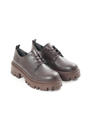 868-754 Kahverengi Bağcıklı Günlük Yüksek Tabanlı Loafer Ayak... Kahverengi