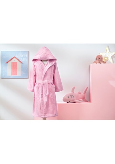 Girl Unicorn Kapüşonlu Kadife Çocuk Bornozu 5/6 Yaş Pembe