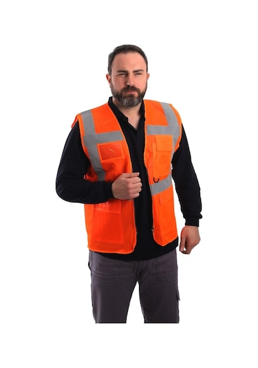Mühendis Tipi Ikaz Yeleği - Turuncu
