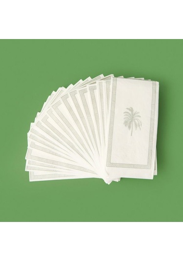 Evidea Kitchen 20'li Palmiye Desen Peçete - Gri / Beyaz - 16x8 Cm