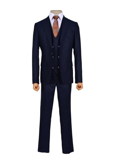 Çizgili Kırçıl Desen Tek Düğme 6 Drop Slim Yelekli Erkek Takım El