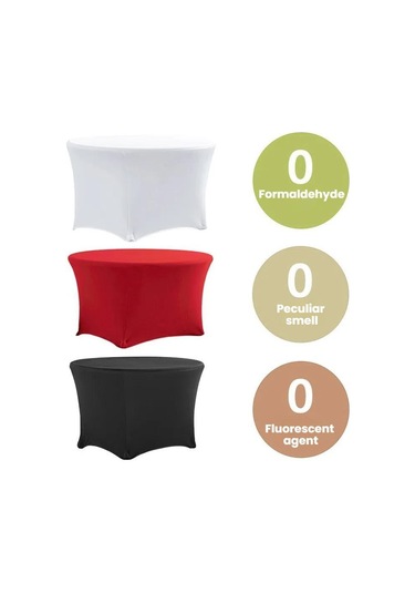 Sones Basit Modern Streç Yuvarlak Masa Örtüsü Otel Düğün Ziyafet Dört Köşe Büyük Yuvarlak Masa Örtüsü, Boyut: 153x75cm Kırmızı Kırmızı