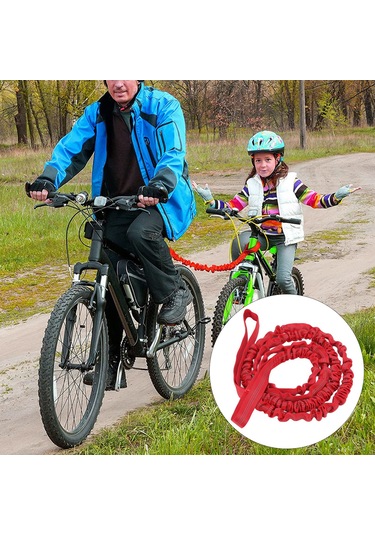 Geeroyoo Kırmızı Nilon Bisiklet Çekme Kordonu - 2.7m Doğal Uzunluk, 4.5m Maksimum Genişleme - Hızlı Kurulum, Taşınabilir Outdoor Aile Kullanımı Bisiklet Çekici Ip Kırmızı