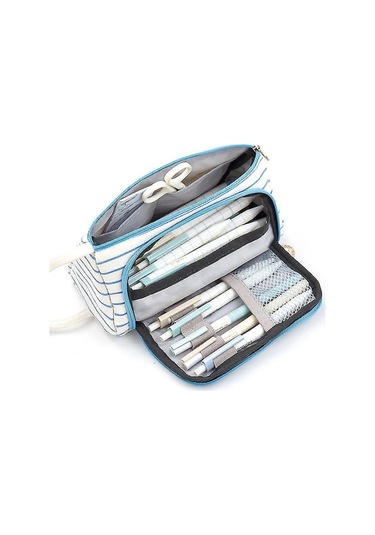 Büyük Kapasiteli Kalem Kutusu Tuval Büyük Saklama Kesesi İşaretleyici Kalem Kutusu Basit Kırtasiye Çantası Okul Gençler Kızlar Yetişkinler Öğrenciler Mavi Okyanus Efsanesi Çok Renkli