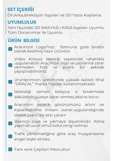 Hyundai İ20 Amblem Kaplama Sticker Set - Mat Karbon Siyah