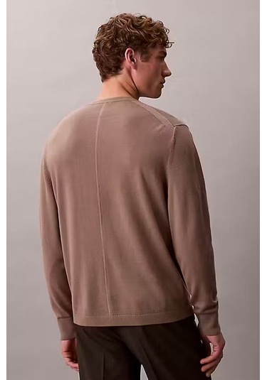 Erkek Regular Fit Merinos Yünü Triko Kazak - Vizon Taupe Tone