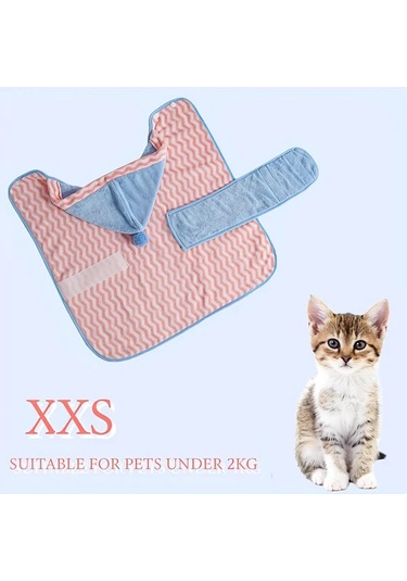 Elmpaly Pembe Mavi Xxs Hızlı Kuruyan Süper Emici Ayarlanabilir Yavru Köpek Bornozu