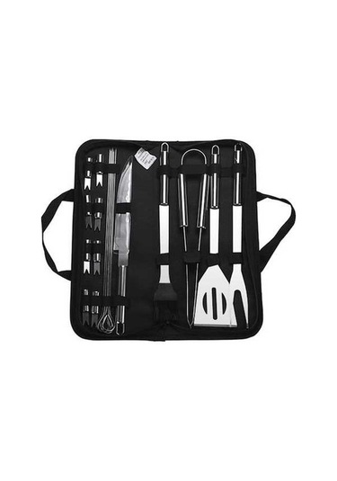 Pazly Paslanmaz Çelik Barbekü Izgara Aletleri Seti 18 Parça Gümüş Oxford Çanta Gümüş