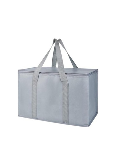 Novahub Büyük Yalıtımlı Piknik Çantası Fermuarlı Öğle Yemeği Çantası Yeniden Kullanılabilir Market Taşıma Çantası Kamp Piknik Seyahat İçin İçecek Soğutucu Çanta Gri Gri