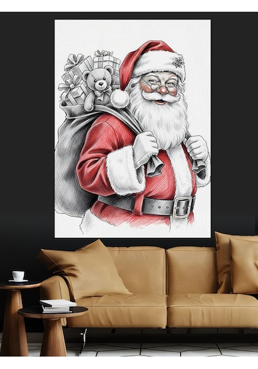 Ahşap Tablo Noel Baba Hediye Çuvalı
