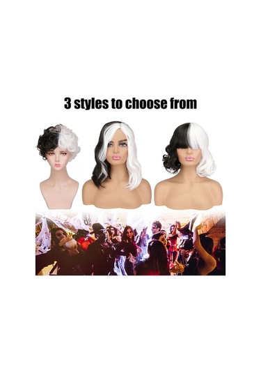 Novahub Siyah-beyaz Dalgalı Kadın Peruk, Kadılar Bayramı Cosplay İçin Sihirli Saçlar