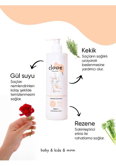 Clooe Organik Bebek & Çocuk Saç, Vücut Şampuanı 400 ML - 2'li Fırsat Paketi
