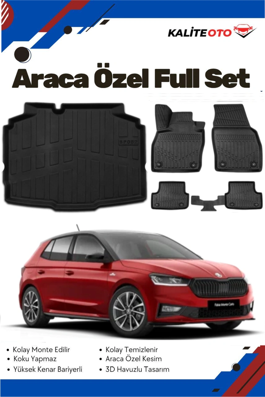 Skoda Fabia 2025 Model Yumuşak Paspas+bagaj Havuzu Seti