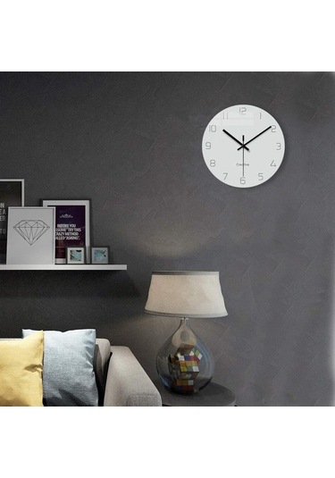 Primepickings Duvar Saati, Ev Dekoratif Sessiz Geçmeyen Kuvars Pille Çalışan Modern Cam Saat Yatak Odası/otu A